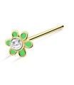 Green Flower Straight Nose Stud NSKA-801E 